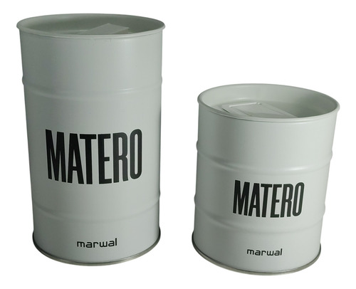 Latas Yerbera Azucarera Kit Set Matero Blanco
