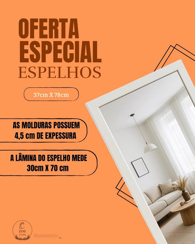 Espelho Com Moldura Hall Sala Quarto Banheiro Oferta