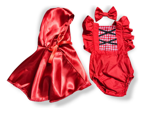 Disfraz Para Bebé Caperucita Roja Para Bebé + Capa Rojo 6-12 Meses - M