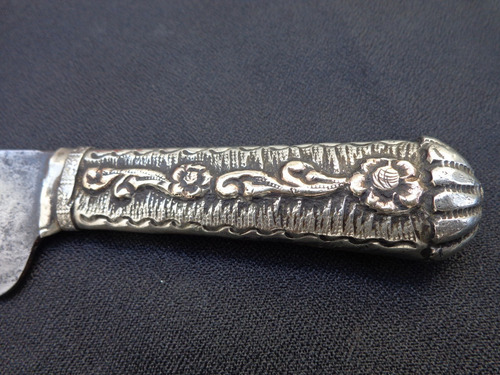 Cuchillo Artesanal Mango Alpaca, Detalle Baño Oro Buena Hoja