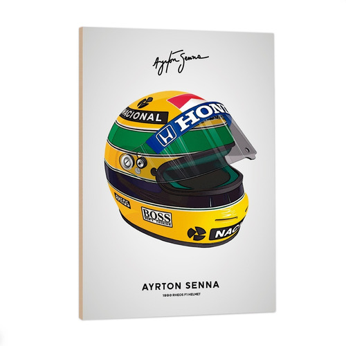 Cuadro Ayrton Senna Casco Autos De Carrera Formula 1 33x48cm