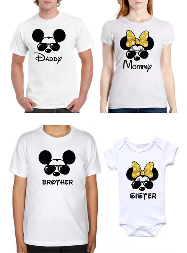 Playera Combo Familia Dad Mom Sis Bro Mickey Minnie 5pzenvio