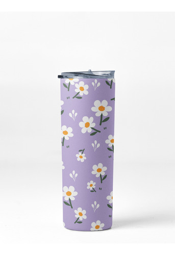 Termo Acero Inoxidable Flores Doble Capa 650 Ml Lila