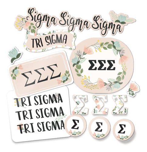 Sigma Tri-sigma Classic Floral Sticker Decal Laptop Botella