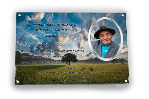 Imagen 8 de 10 de Placa Recordatoria Para Cementerio, Lapida, Nicho, 30x20cm.