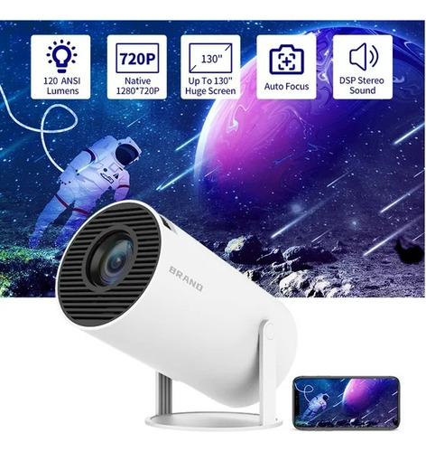 Proyector Hd 4k Wifi Inteligente Con Android Tv Blanco