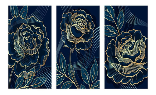 Cuadros Decorativos 90x 50 Cms  Rosa Azul Dorado