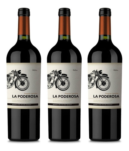 Vino La Poderosa Malbec 750ml. Pack 3 Botellas