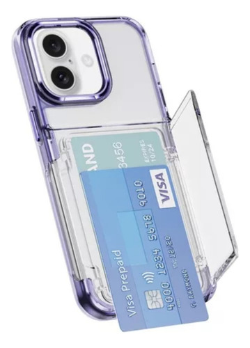 B / Funda Transparente For iPhone Con Tarjetero