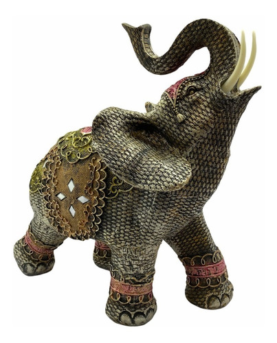 Elefante Plateado Figura Hindú Feng Shui