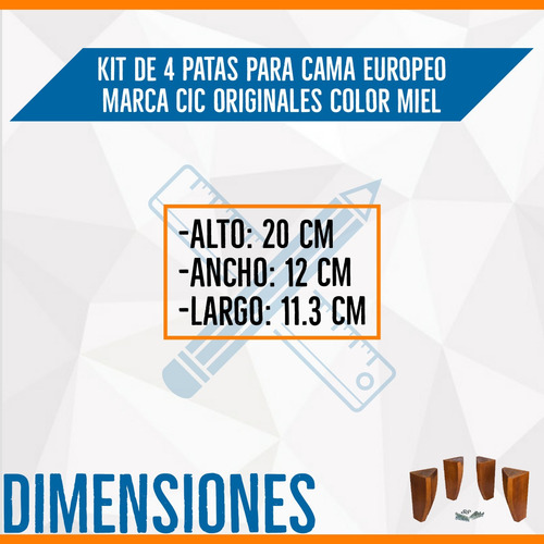 Imagen 5 de 8 de Patas Para Cama Europea Cic. Kit Clasico De Patas Cic.