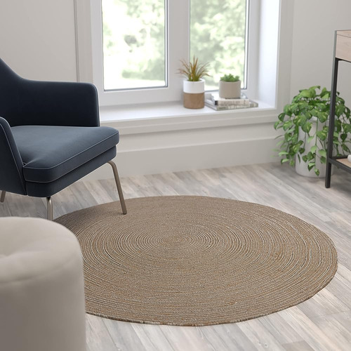 Flash Furniture Kelsey Area Rug - Yute - Redondo - 4 Pies - 