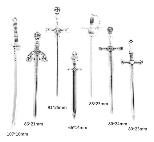 Li 7 Piezas De Aleación Cuchillo Encantos Colgante Mini