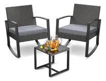 Comprar Set De 3 Muebles De Mimbre Para Exterior, Sillas Mecedoras C