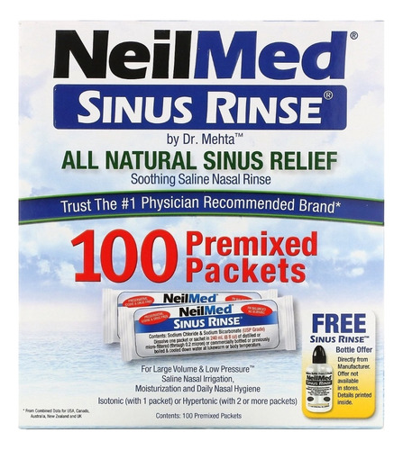 Nariz Saudável Neilmed Sinus Rinse Limpeza Nasal 100 Packets Cor sem