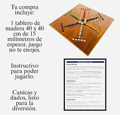Juego De Mesa No Te Enojes 4 Y 6 Jugadores Dados Y Canicas