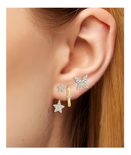 Zru Juego De 3 Pares De Aretes De Aro De Oro Para Mujeres Y