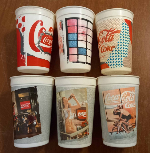 Lote 6 Vasos Coleccion Coca Cola Decada '90 Serie Completa