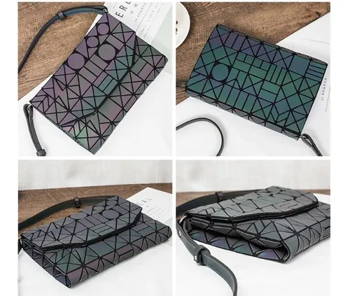 Bolso Cartera Para Mujer Geometrica Tornasol Luminoso Color Gris