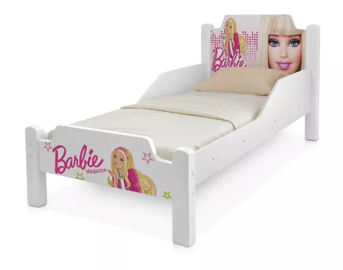 Cama da Barbie em Madeira + Jogo de Cama 5 Peças Tricoline
