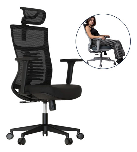 Cadeira De Escritório Ergonômica Vertta Preta Elements