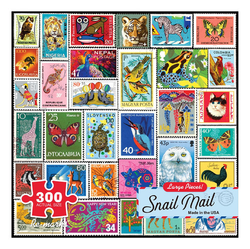 Re-marks Snail Postage-stamp Collage Puzzle, Puzzle De 300 P