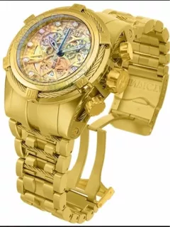 Relógio Invicta Zeus 100% Original Banhado A Ouro 18k Cor da correia Dourado Cor do bisel Dourado Cor do fundo Dourado