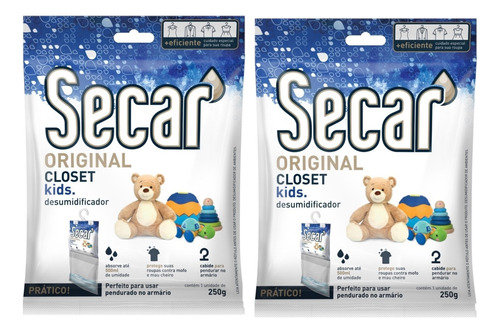 2 Unid. Desumidificador Closet Secar 250g Kids Antimofo 