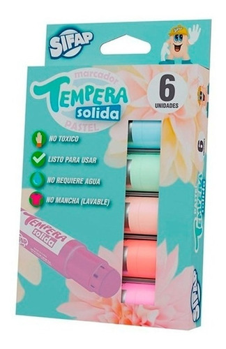 Imagen 1 de 2 de Tempera Solida Sifap Pastel X6 Colores