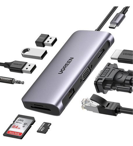 Hub Adaptador Usb C 10 En 1 Dock Macbook Pro Pc iPad/ Ugreen