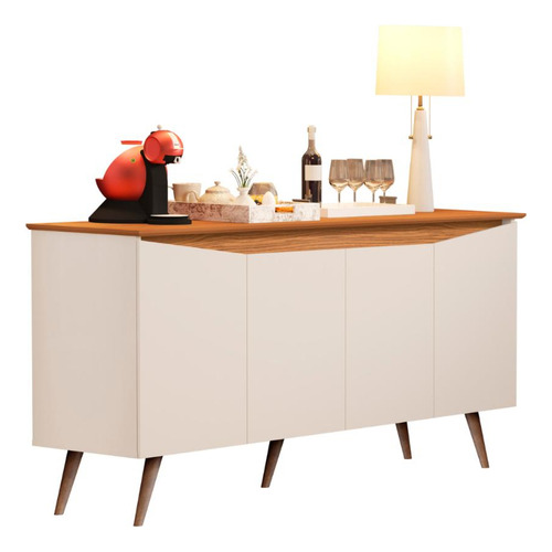 Buffet Encanto 4 Portas Off White Nature 827 Maria Moveis