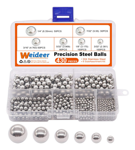 Weideer 430pcs Bolas De Acero Inoxidable De Precision Bolas