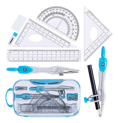 Kit De Geometría Matemática Juego De 10 En Caja Inastillable