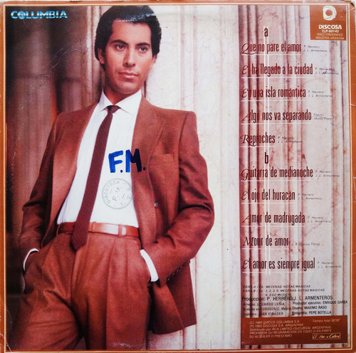 José Velez - Que No Pare El Amor Lp Y (Usado)