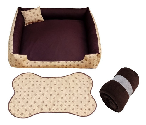 Cama Para Cachorros Grandes Kit Para  Pet Gg Cama 95x95cm Cor marrom coroa