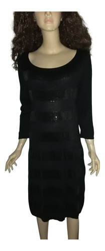 Vestido Punto Viscosa Mujer Esprit Talla L Negro Impecable