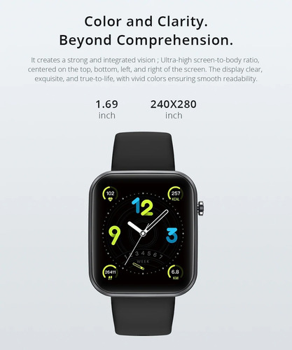 Imagen 5 de 10 de Colmi Smartwatch P15 Negro 1.69 Ips Touch Android Ios Ip67