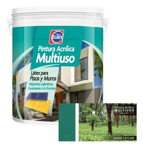 Pintura Pisos Acrilica Multiuso Elbex 1lt Verde Ceylan Mate