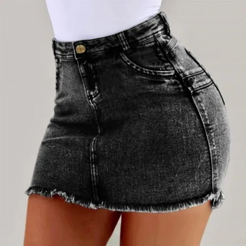 Minifalda Corta De Jean Para Mujer