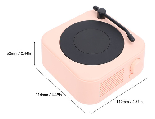 Altavoz Rosa Estilo Tocadiscos Retro Vintage Portátil