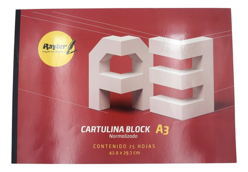 Block Dibujo Cartulina A3 Normalizado Rayter Con 25 Hojas