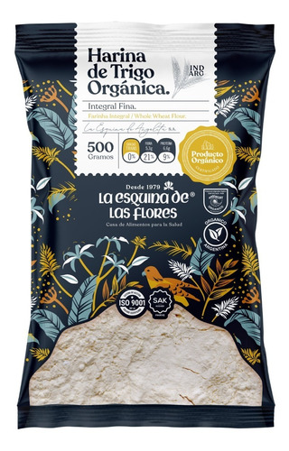 Harina Integral Fina Organica Esquina De Las Flores 500 G X3