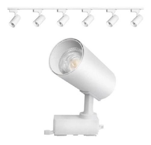 Kit Trilho Eletrificado 2 Metros Branco 6 Spots Led 7w 3000k