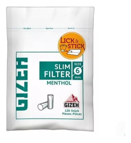 Filtro Gizeh Menthol X 6mm X 120 U X 10 Bolsas Envío Gratis!