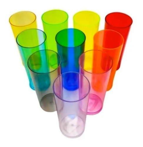 Kit 20 Copos Long Drink Colorido Cristal Acrílico 330 Ml 