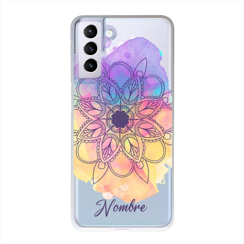 Funda Galaxy Antigolpes Mandalas Personalizada Con Nombre