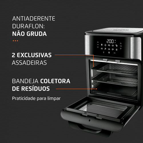 Freidora de aire Mondial Cozinha Air Fryer Oven de 12L color negro/inox 220V