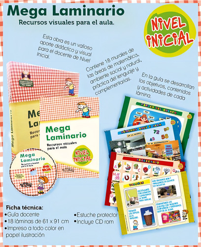 Mega Laminario Inicial 18 Láminas para el aula