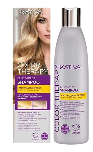 Shampoo Matizador Morado Kativa Blue Therapy Silver Sin Sal