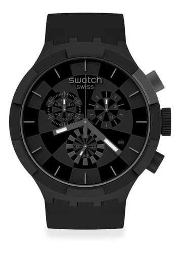 Reloj pulsera Swatch Checkpoint con correa de silicona color negro/gris - bisel negro